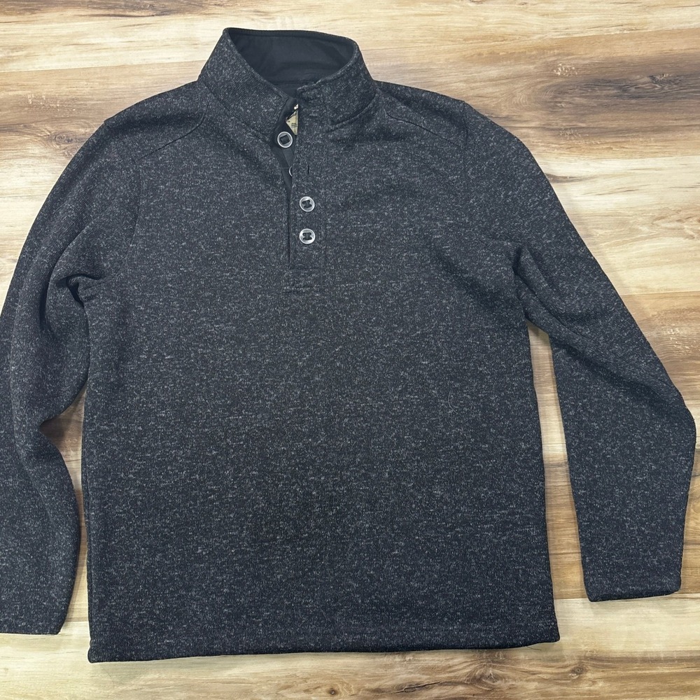 RedHead Quarter Button Pullover Size L Fleece Sweater Polyester Regular Gray